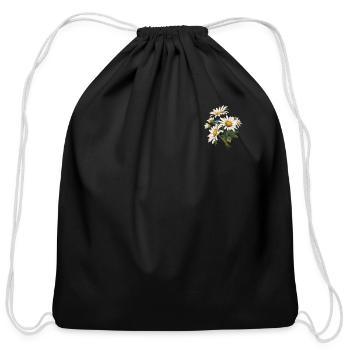 Floral Flower Patch Daisies Cool Novelty Daisy Pun - Cotton Drawstring Bag - black - Front