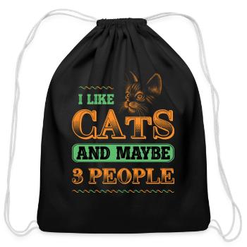I Like Cats Funny Saying Funny Sayings - Cotton Drawstring Bag - black - Front