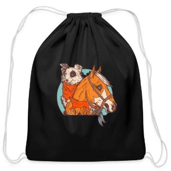 Funny Horse Design - Cotton Drawstring Bag - black - Front