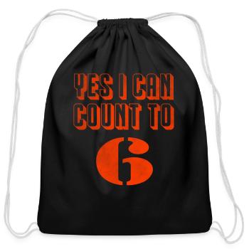 Yes I can count to 6 - Cotton Drawstring Bag - black - Front