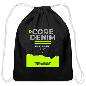 Core denim - Cotton Drawstring Bag - black - Front