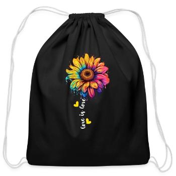 Rainbow Sunflower Lover LGBT Lesbian Gay Group Pun - Cotton Drawstring Bag - black - Front