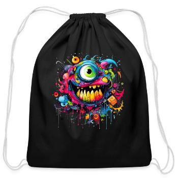Street art abstract art Alien Eye - Cotton Drawstring Bag - black - Front