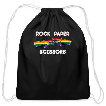 Rock Paper Scissors Funny Lesbian Pride LGBT Cool - Cotton Drawstring Bag - black - Front