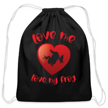 Love Me Love My Frog Funny Love Saying green - Cotton Drawstring Bag - black - Front
