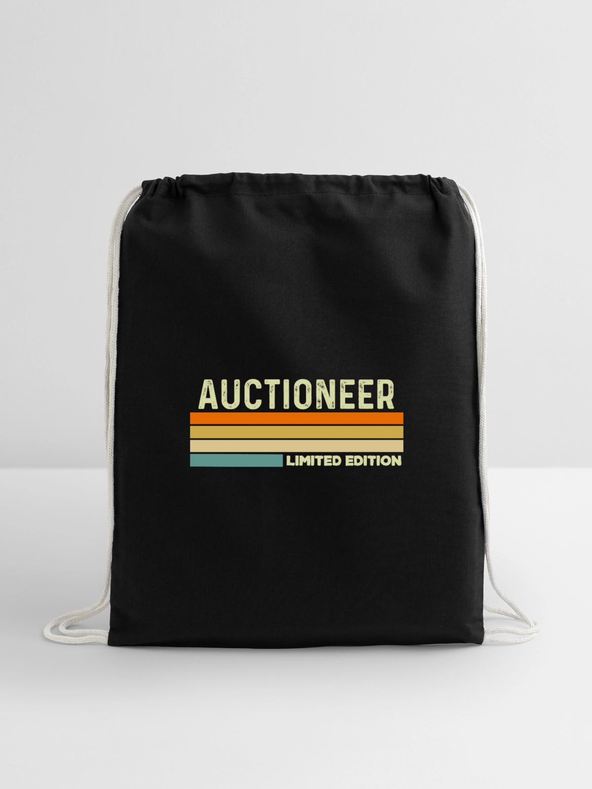 Auctioneer Limited edition - Cotton Drawstring Bag - black - Front