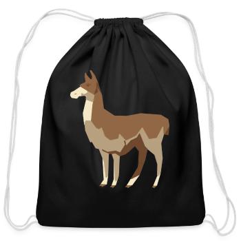 Llama Low-Poly - Cotton Drawstring Bag - black - Front