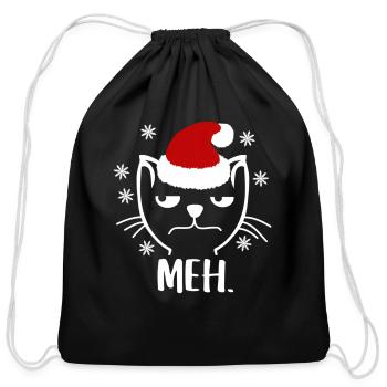 Grumpy Merry Catmas Cat Meh Santa Claus Cats - Cotton Drawstring Bag - black - Front
