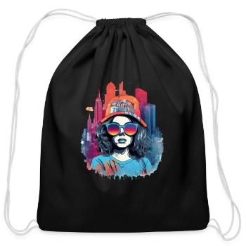 Street Art Abstract Art New York - Cotton Drawstring Bag - black - Front
