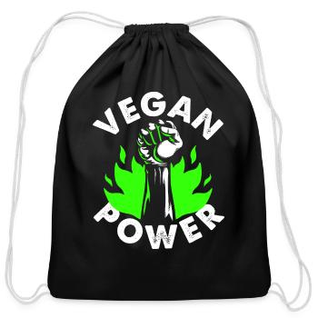 Vegan Power Green Fist - Cotton Drawstring Bag - black - Front