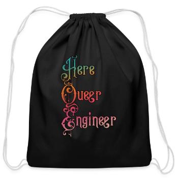 Here queer engineer - Cotton Drawstring Bag - black - Front