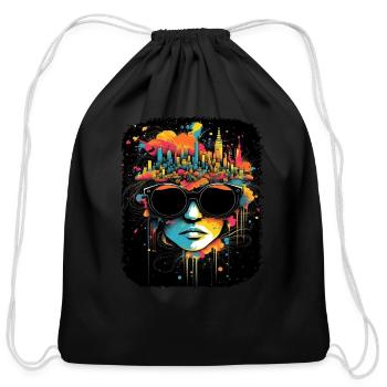 Street Art Abstract Art New York - Cotton Drawstring Bag - black - Front
