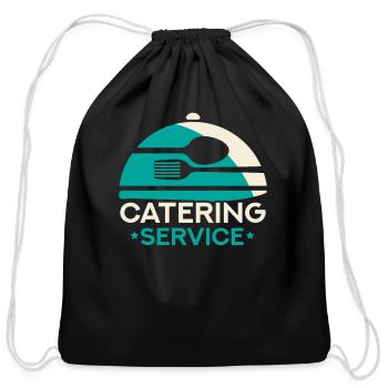 Catering Service Caterer Food Chef Waiter - Cotton Drawstring Bag - black - Front