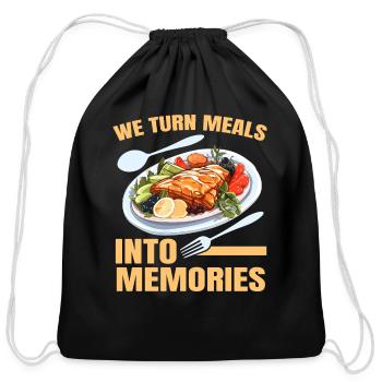 Catering Service Caterer Food Chef Waiter - Cotton Drawstring Bag - black - Front