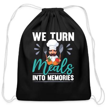 Catering Service Caterer Food Chef Waiter - Cotton Drawstring Bag - black - Front