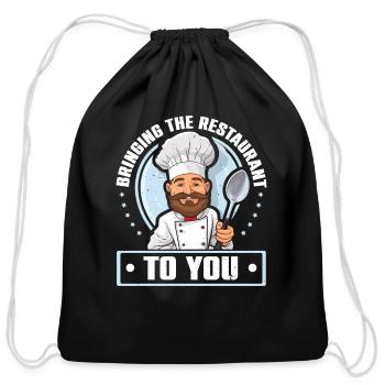 Catering Service Caterer Food Chef Waiter - Cotton Drawstring Bag - black - Front