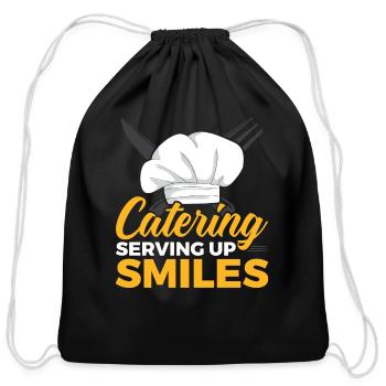 Catering Service Caterer Food Chef Waiter - Cotton Drawstring Bag - black - Front