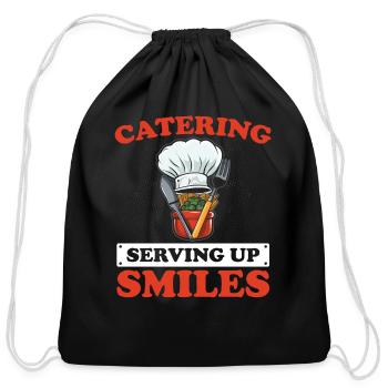 Catering Service Caterer Food Chef Waiter - Cotton Drawstring Bag - black - Front