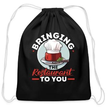 Catering Service Caterer Food Chef Waiter - Cotton Drawstring Bag - black - Front
