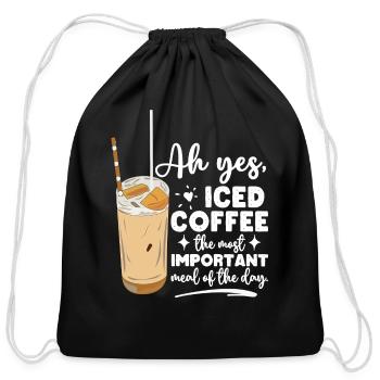 Funny Cold Iced Coffee Meal Lovers Coffee Addict - Cotton Drawstring Bag - black - Front