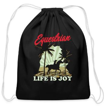 Equestrian Life Riding Girl Horseback - Cotton Drawstring Bag - black - Front