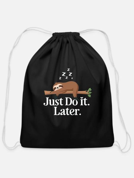 Sloth Sloth Saying Sloth Baby Relax - Cotton Drawstring Bag - black