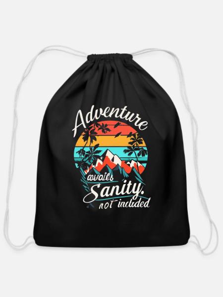 adventure - Cotton Drawstring Bag - black