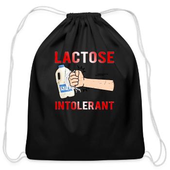 Lactose Intolerant Milk Cool Dairy Free Cheese Pun - Cotton Drawstring Bag - black - Front