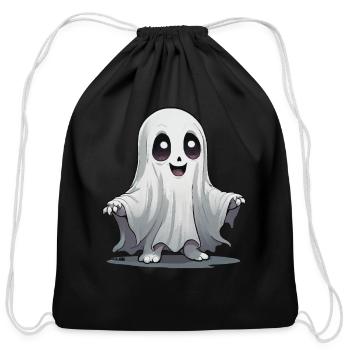 Cute Ghost - Cotton Drawstring Bag - black - Front
