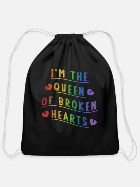 Broken hearts - Cotton Drawstring Bag - black