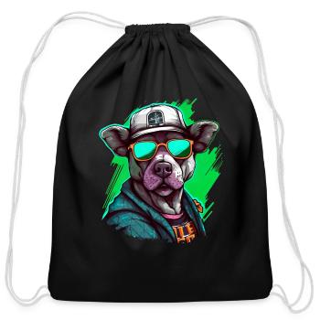 Street Art Dog Urban Rap Street - Cotton Drawstring Bag - black - Front