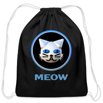 Cat mustache - Cotton Drawstring Bag - black - Front