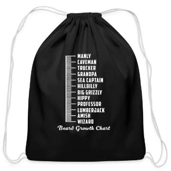 Beard Growth Chart Funny Manly Humor Facial Hair - Cotton Drawstring Bag - black - Front