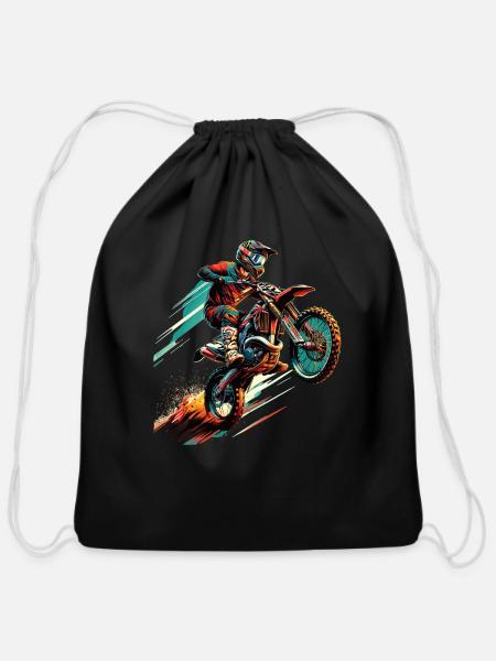 Motocross Motorcycle Motocross Driver Motocross - Cotton Drawstring Bag - black