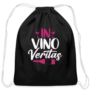 In Vino Veritas Vintner Wine Winery - Cotton Drawstring Bag - black - Front