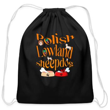 Polish lowland sheepdog - Cotton Drawstring Bag - black - Front