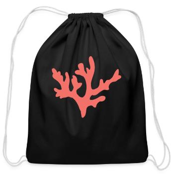 Sea Coral T-Shirt - Marine Life Nautical Ocean Pun - Cotton Drawstring Bag - black - Front