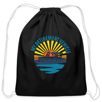 Pontoon Boat My Retiret Vehicle Boating - Cotton Drawstring Bag - black - Front