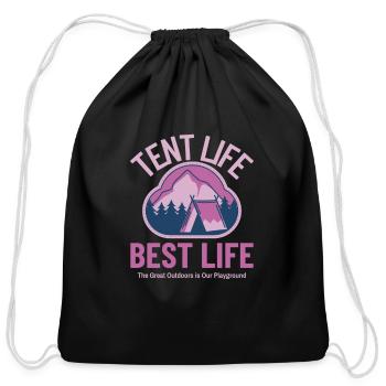TENT LIFE BEST LIFE - Cotton Drawstring Bag - black - Front