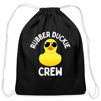 Rubber Duckie Crew Funny Rubber Duck - Cotton Drawstring Bag - black - Front