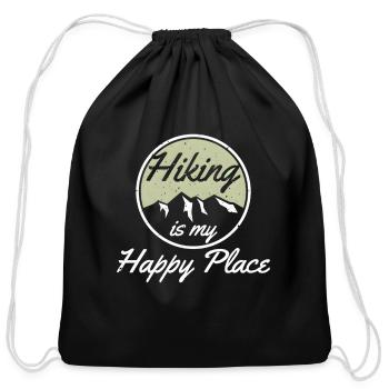 Hiking Is My Happy Place Passionated Hiker Walker - Cotton Drawstring Bag - black - Front