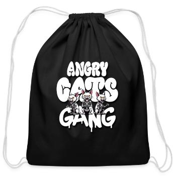 angry cat gang - Cotton Drawstring Bag - black - Front