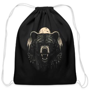 scary bear - Cotton Drawstring Bag - black - Front