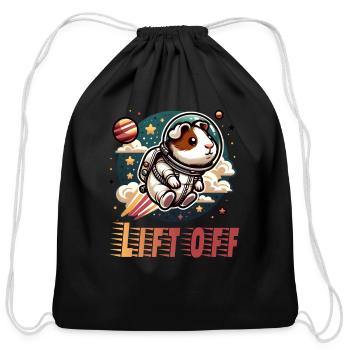 Guinea Pig as an Astronaut for a Guinea pig fan - Cotton Drawstring Bag - black - Front