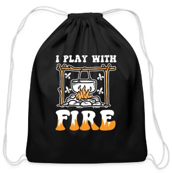 I Play With Fire for a Scout and Scout Leader - Cotton Drawstring Bag - black - Front