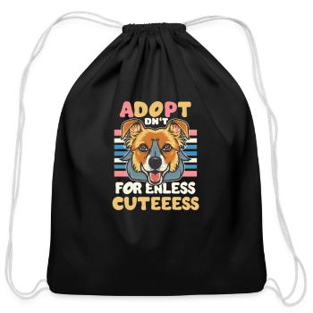 Adopt don't shop for endless cuteness Dog Lover - Cotton Drawstring Bag - black - Front