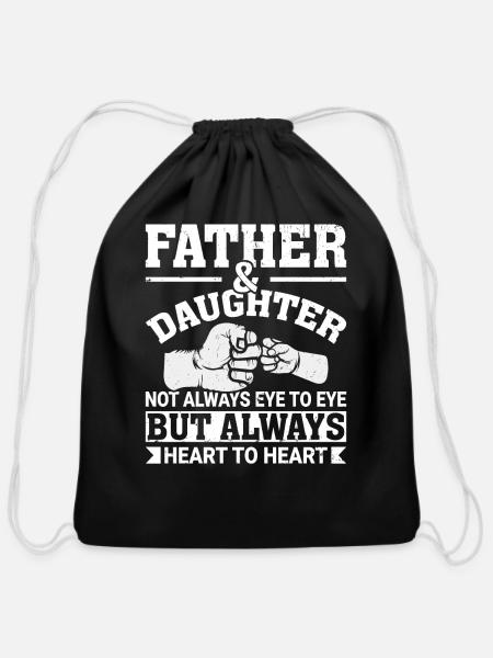 Father and Daughter Father's Day Father Gifts - Cotton Drawstring Bag - black