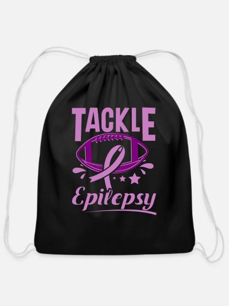 Football tackle epilepsy, epilepsy awareness - Cotton Drawstring Bag - black