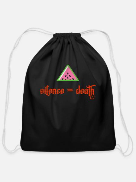 Silence is death - Cotton Drawstring Bag - black