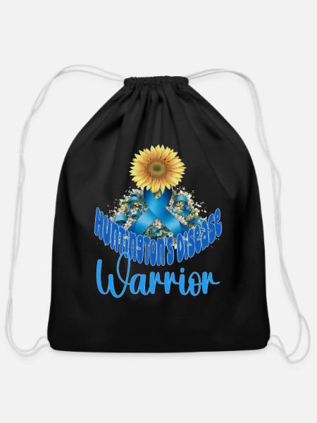 Huntington's disease awareness sunflower - Cotton Drawstring Bag - black